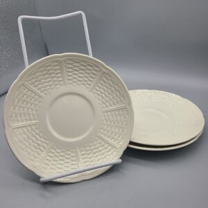 Wedgwood Nantucket set (3) Saucers 6.75"  for Tea Cup  Basket Weave White NEW